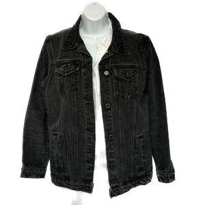 Boom Boom Jeans Denim Jacket Size M Black 4 Front Pockets Cotton Blend